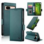 For Google Pixel 8a Side Buckle Magnetic Frosted Leather Phone Case(Dark Green)