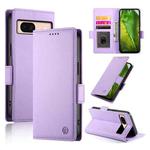 For Google Pixel 8a Side Buckle Magnetic Frosted Leather Phone Case(Purple)