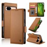 For Google Pixel 8a Side Buckle Magnetic Frosted Leather Phone Case(Brown)