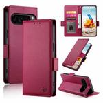 For Google Pixel 9 Pro Side Buckle Magnetic Frosted Leather Phone Case(Wine Red)