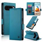 For Google Pixel 9 Pro Side Buckle Magnetic Frosted Leather Phone Case(Blue)