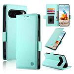 For Google Pixel 9 Pro Side Buckle Magnetic Frosted Leather Phone Case(Mint Green)