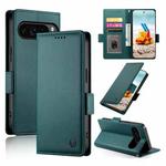 For Google Pixel 9 Pro Side Buckle Magnetic Frosted Leather Phone Case(Dark Green)