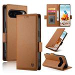 For Google Pixel 9 Pro Side Buckle Magnetic Frosted Leather Phone Case(Brown)