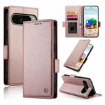 For Google Pixel 9 Side Buckle Magnetic Frosted Leather Phone Case(Rose Gold)