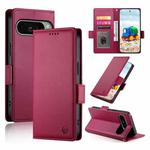 For Google Pixel 9 Side Buckle Magnetic Frosted Leather Phone Case(Wine Red)