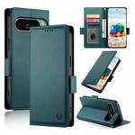 For Google Pixel 9 Side Buckle Magnetic Frosted Leather Phone Case(Dark Green)