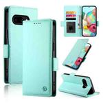 For Google Pixel 9a Side Buckle Magnetic Frosted Leather Phone Case(Mint Green)