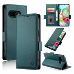 For Google Pixel 9a Side Buckle Magnetic Frosted Leather Phone Case(Dark Green)