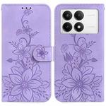 For Xiaomi Poco F6 Pro Lily Embossed Leather Phone Case(Purple)