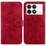 For Xiaomi Poco F6 Pro Lily Embossed Leather Phone Case(Red)