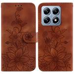 For Xiaomi 14T Lily Embossed Leather Phone Case(Brown)