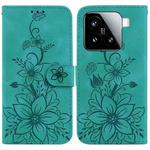 For Xiaomi 15 Lily Embossed Leather Phone Case(Green)