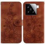 For Xiaomi 15 Lily Embossed Leather Phone Case(Brown)