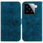 For Xiaomi 15 Lily Embossed Leather Phone Case(Dark Blue)