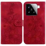 For Xiaomi 15 Lily Embossed Leather Phone Case(Red)