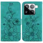 For Xiaomi 15 Pro Lily Embossed Leather Phone Case(Green)
