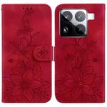 For Xiaomi 15 Pro Lily Embossed Leather Phone Case(Red)