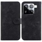 For Xiaomi 15 Pro Lily Embossed Leather Phone Case(Black)