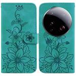 For Xiaomi 15 Ultra Lily Embossed Leather Phone Case(Green)