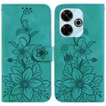 For Xiaomi Redmi 13 4G Lily Embossed Leather Phone Case(Green)