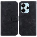 For Xiaomi Redmi 13 4G Lily Embossed Leather Phone Case(Black)