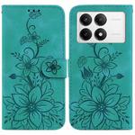 For Xiaomi Redmi K70 / K70 Pro Lily Embossed Leather Phone Case(Green)