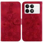 For Xiaomi Redmi K70 / K70 Pro Lily Embossed Leather Phone Case(Red)