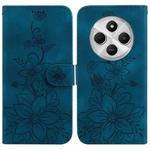 For Redmi 14C 4G Lily Embossed Leather Phone Case(Dark Blue)