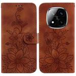 For Redmi Note 14 Pro / Note 14 Pro+ 5G Lily Embossed Leather Phone Case(Brown)