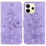 For Redmi Note 14 4G 163.25mm Lily Embossed Leather Phone Case(Purple)