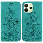For Redmi Note 14 4G 164.84mm Lily Embossed Leather Phone Case(Green)