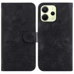 For Redmi Note 14 4G 164.84mm Lily Embossed Leather Phone Case(Black)