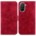 For Redmi A5 4G 173.3mm Lily Embossed Leather Phone Case(Red)