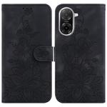 For Redmi A5 4G 173.3mm Lily Embossed Leather Phone Case(Black)