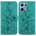 For Redmi Note 14S 4G Lily Embossed Leather Phone Case(Green)