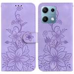 For Redmi Note 14S 4G Lily Embossed Leather Phone Case(Purple)