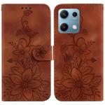 For Redmi Note 14S 4G Lily Embossed Leather Phone Case(Brown)