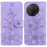 For Redmi K80 / K80 Pro / Xiaomi Poco F7 Pro Lily Embossed Leather Phone Case(Purple)