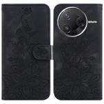 For Redmi K80 / K80 Pro / Xiaomi Poco F7 Pro Lily Embossed Leather Phone Case(Black)