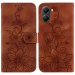 For Redmi Turbo 4 / Xiaomi Poco X7 Pro Lily Embossed Leather Phone Case(Brown)