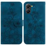 For Redmi Turbo 4 / Xiaomi Poco X7 Pro Lily Embossed Leather Phone Case(Dark Blue)