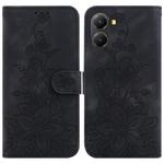 For Redmi Turbo 4 / Xiaomi Poco X7 Pro Lily Embossed Leather Phone Case(Black)