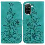 For Redmi A5 4G 171.7mm Lily Embossed Leather Phone Case(Green)
