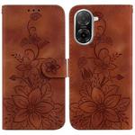 For Redmi A5 4G 171.7mm Lily Embossed Leather Phone Case(Brown)