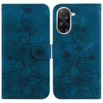 For Redmi A5 4G 171.7mm Lily Embossed Leather Phone Case(Dark Blue)