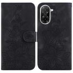 For Redmi A5 4G 171.7mm Lily Embossed Leather Phone Case(Black)