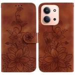 For Redmi 15C 4G 173.1mm / 15C 5G 173.1mm Lily Embossed Leather Phone Case(Brown)