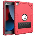 For iPad 10.2 2021 / 2020 / 2019 Armor Holder Silicone Hybrid PC Tablet Case(Red Black)