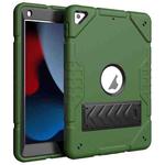 For iPad 10.2 2021 / 2020 / 2019 Armor Holder Silicone Hybrid PC Tablet Case(Army Green Black)